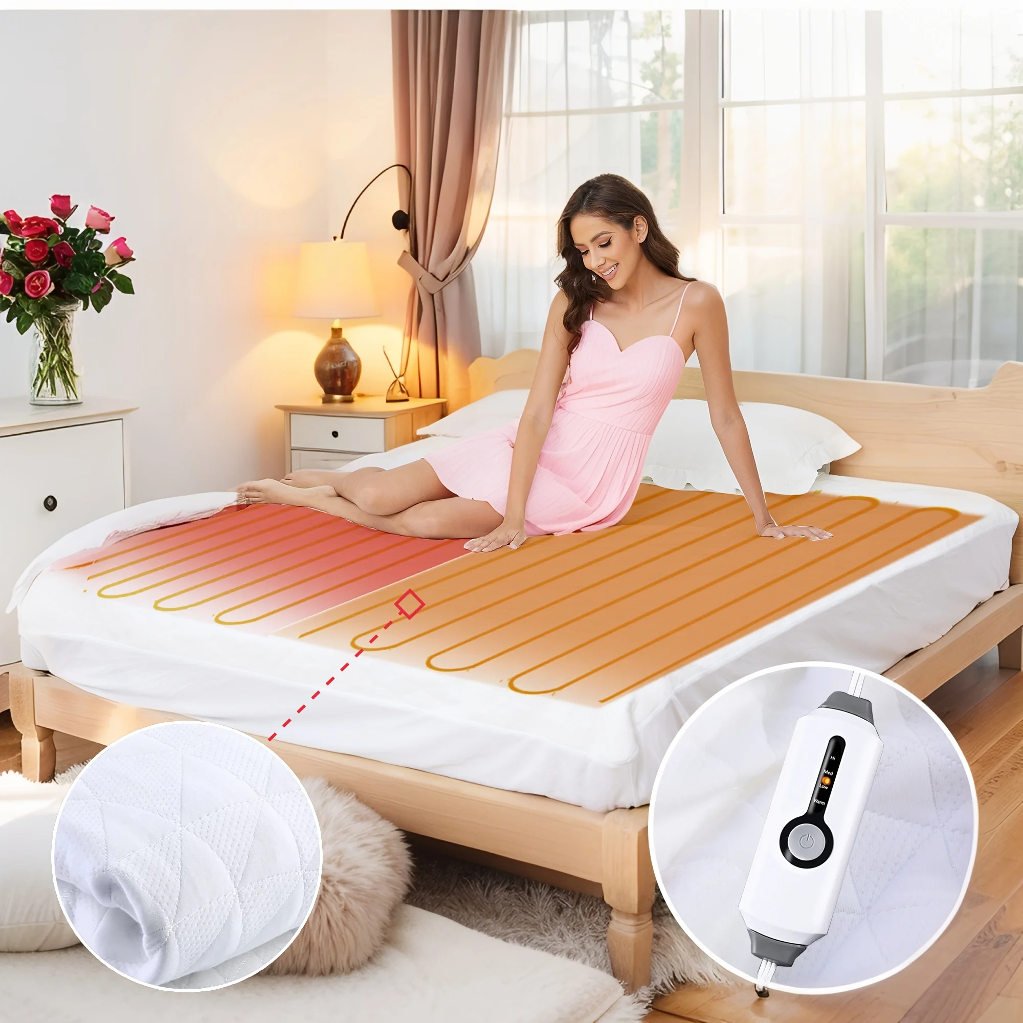 1pc Heated Mattress Pad Electric Exquisite Diamond-Patterned : A Luxurious Touch For Your Bed, Adding Elegance And Comfort, Perf