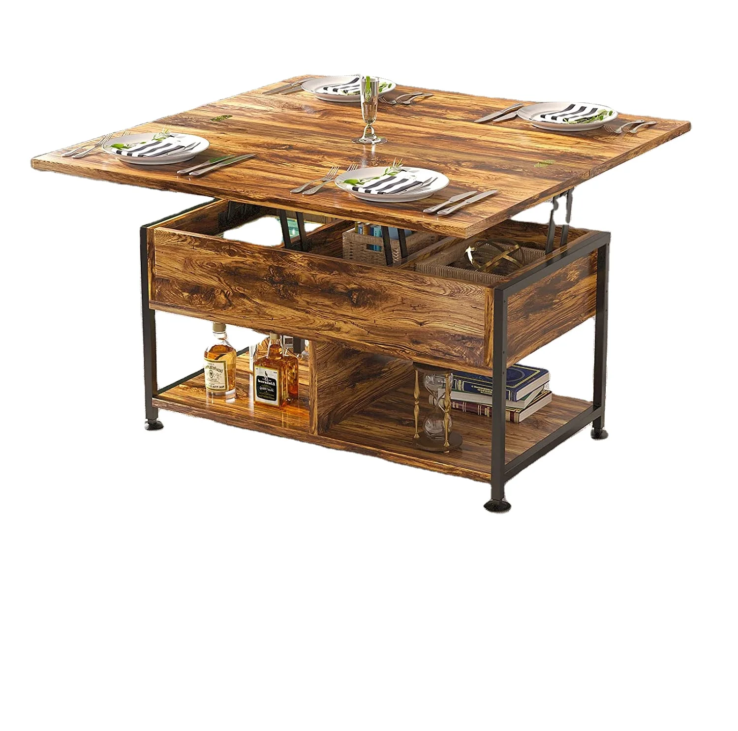 3-in-1 Multi-functional Smart Coffee Table With Hidden Compartments And A Modern Height-adjustable Tabletop For The Living Room