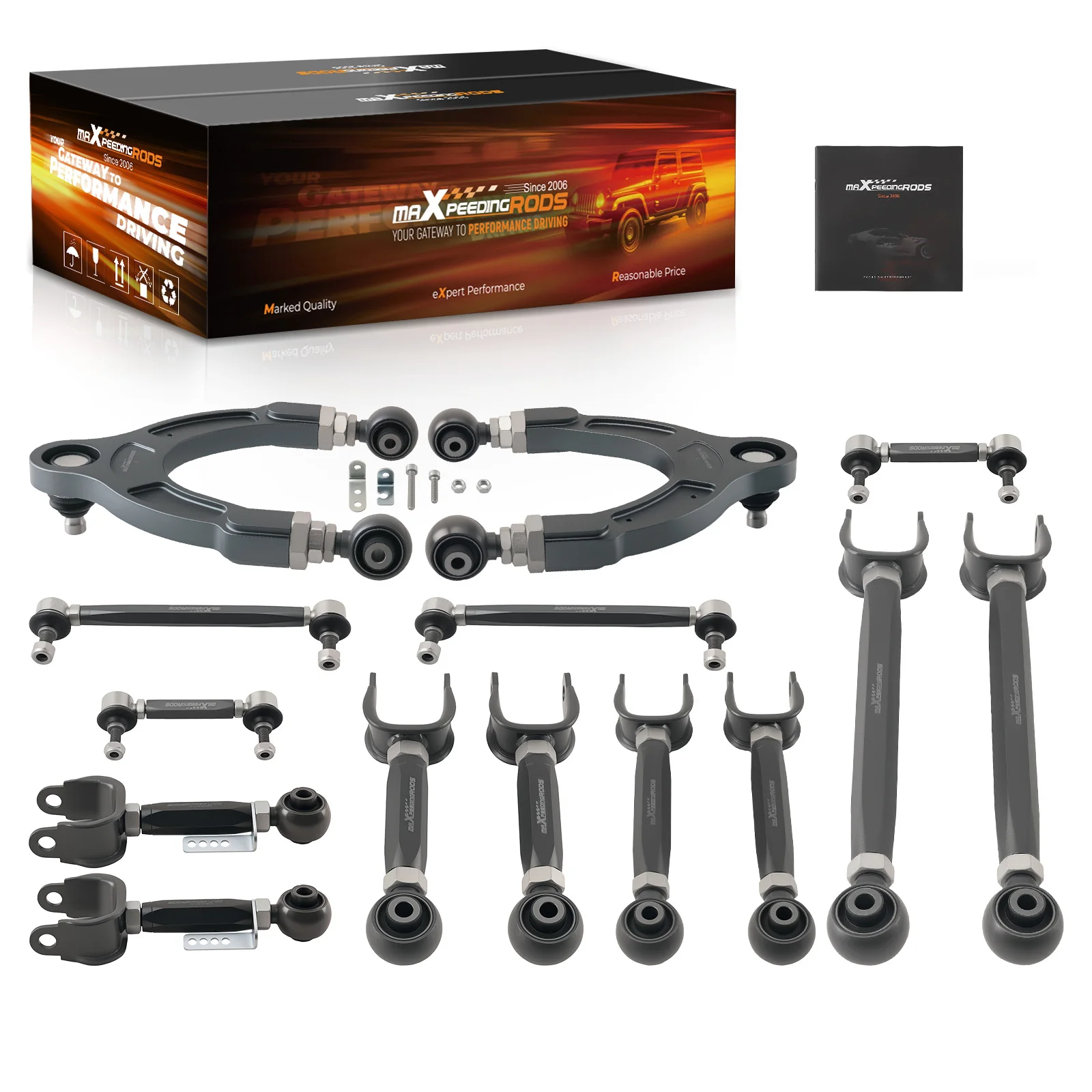 MaXpeedingrods 14x Adjustable Front & Rear Control Arms Toe & Setback Kit For Tesla Model 3 / Y 2017+ Suspension Upgrade