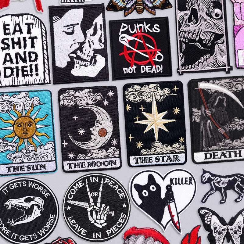 DIY Tarot Stickerei Patch Eisen auf Patches für Kleidung Thermo kleber Patches auf Kleidung Nähen Sonne/Mond Applique Schmelz patch