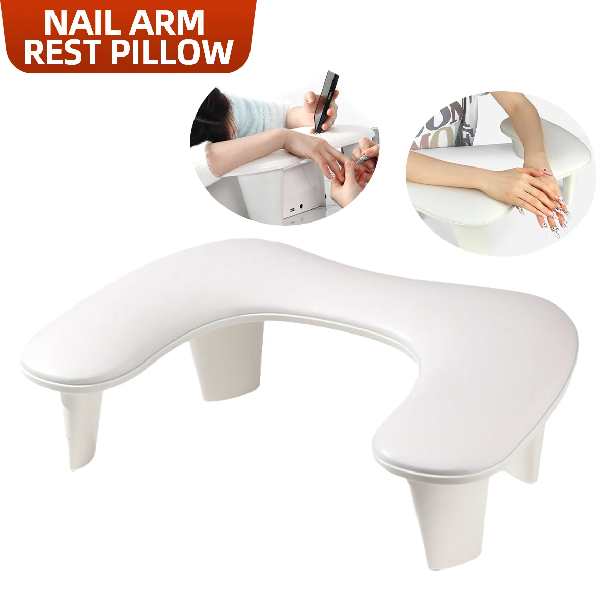 Two-Hand Nail Hand Pillow Comfortable PU Leather Arm Hand Rest For Nails Removable Ergonomically Nail Art Manicure Table