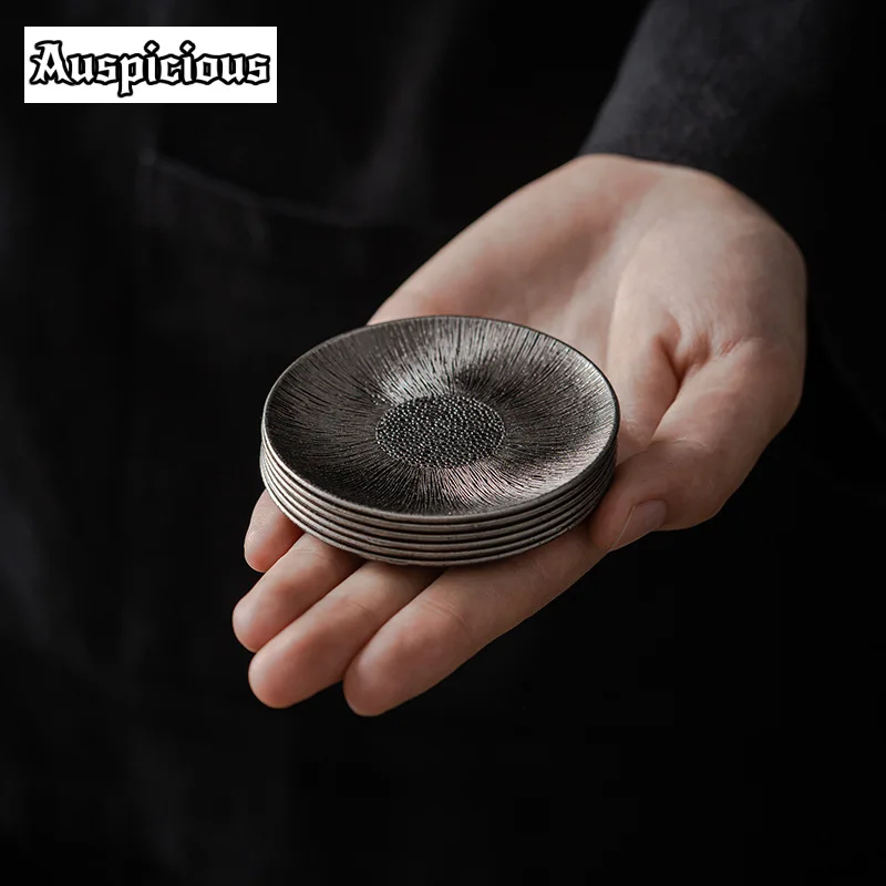 1pc Ancient Alloy Made Old Coasters Creative for Coffee Cups Base Household Anti-scald Placemats Oolong Tea Ceremony Decoration