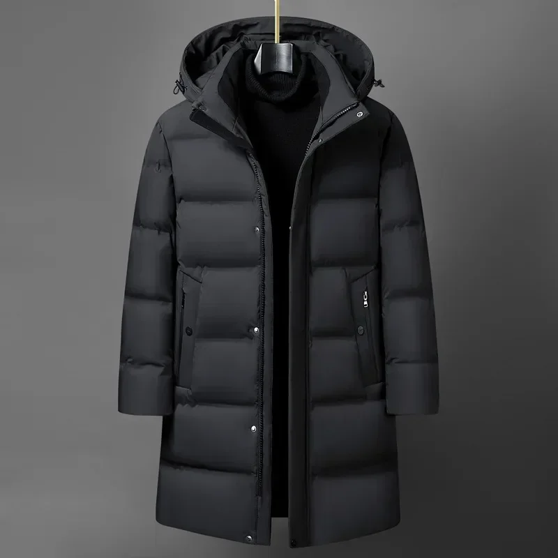 Winter Jacket for Men Down Coat Parka Men's White Goose Down Jacket Collar Hooded Warm Thick Long Padding