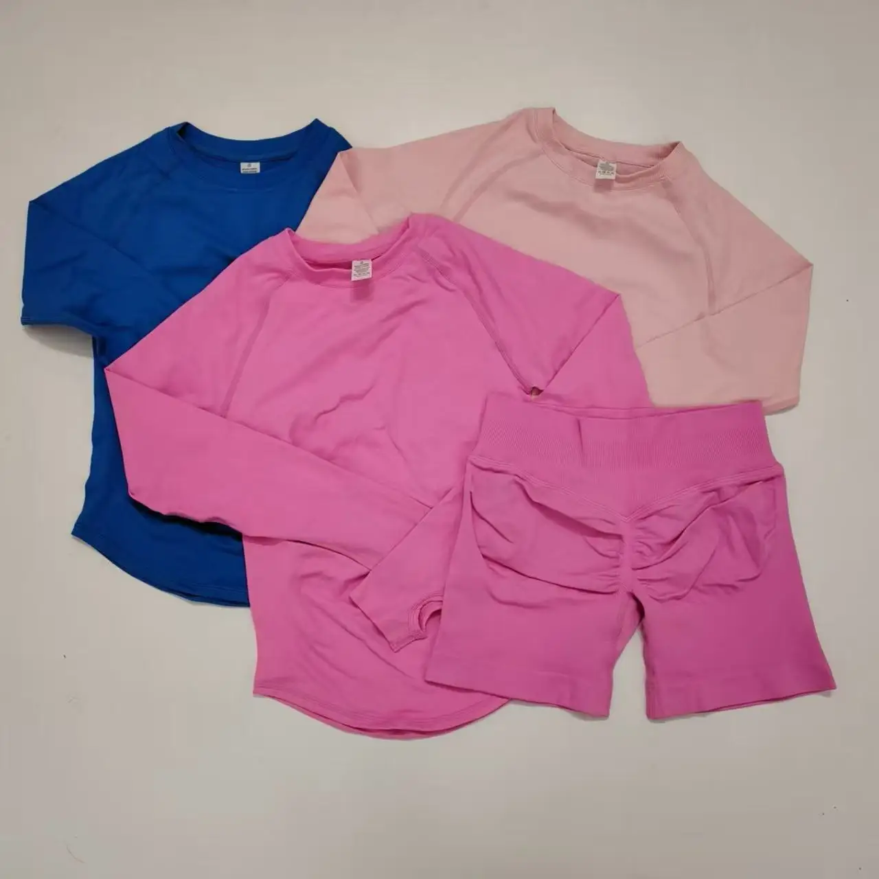 2-piece-gym-set-women-sports-long-sleeve-top-and-shorts-sets-lightweight-fitness-clothes-pilates-yoga-sportswear-outfit
