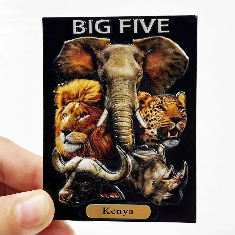 

Africa Kenya Travel Creative Animal Five Beasts Commemorative Crafts Home Decoration Magnetic Refrigerator Magnet Souvenirs