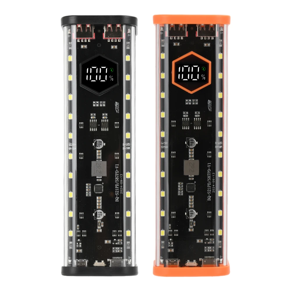8-teiliges 21700-Batteriekasten-DIY-Kit, transparente Mech-Batteriekasten, schweißfreies Powerbank-Gehäuse mit 22,5 W Blitzladung