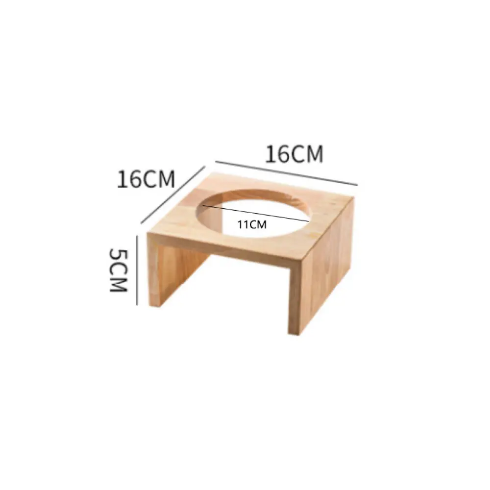 Elevated Cat Tray Wooden Rack Ceramic Water Food Bowl Ergonomic Feeding Helper Healthy Posture Pet Supply Practical Design