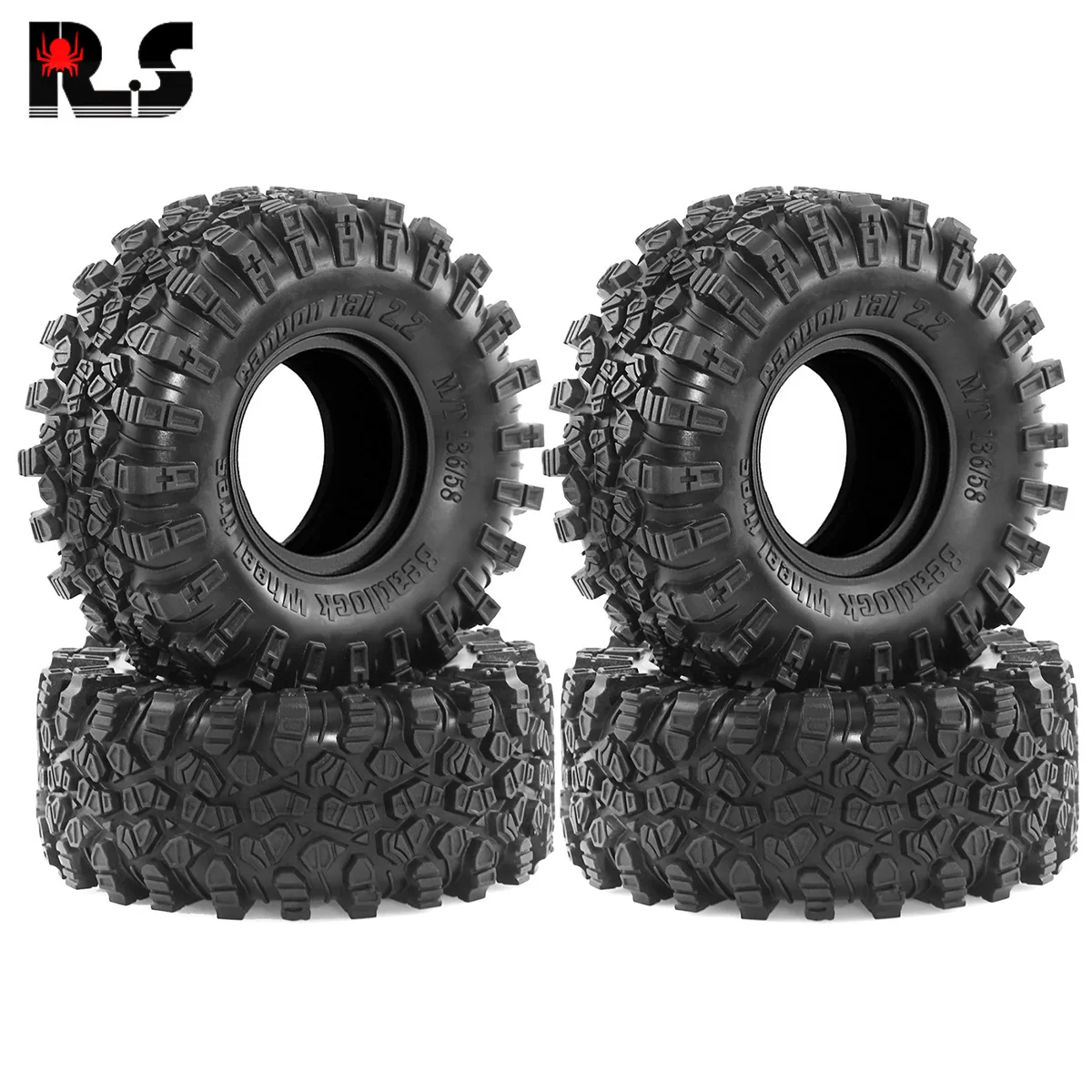 

Для 1/10 Rc Crawler Wraith Rr10 Scx10 H8h Wrangler 4 шт. 2,2-дюймовая резиновая шина «Король Лев» 2,2 колеса 136x58 мм