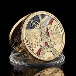 1889 France Paris Landmark Tower triumphal Arch 100th Anniversary of the French Revolution Gold Plated Coin Value Collectibles