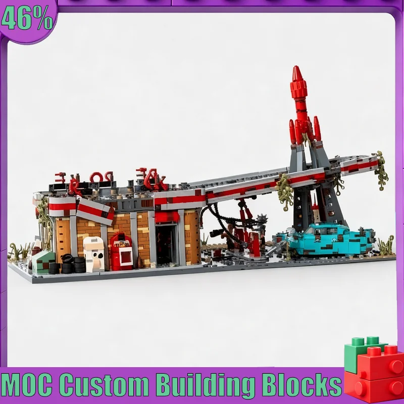 3259PCS MOC Post Apocalyptic Truck Stop Gas Station Building Model Custom Puzzle Architecture DIY Assembly Educational Toy Gift