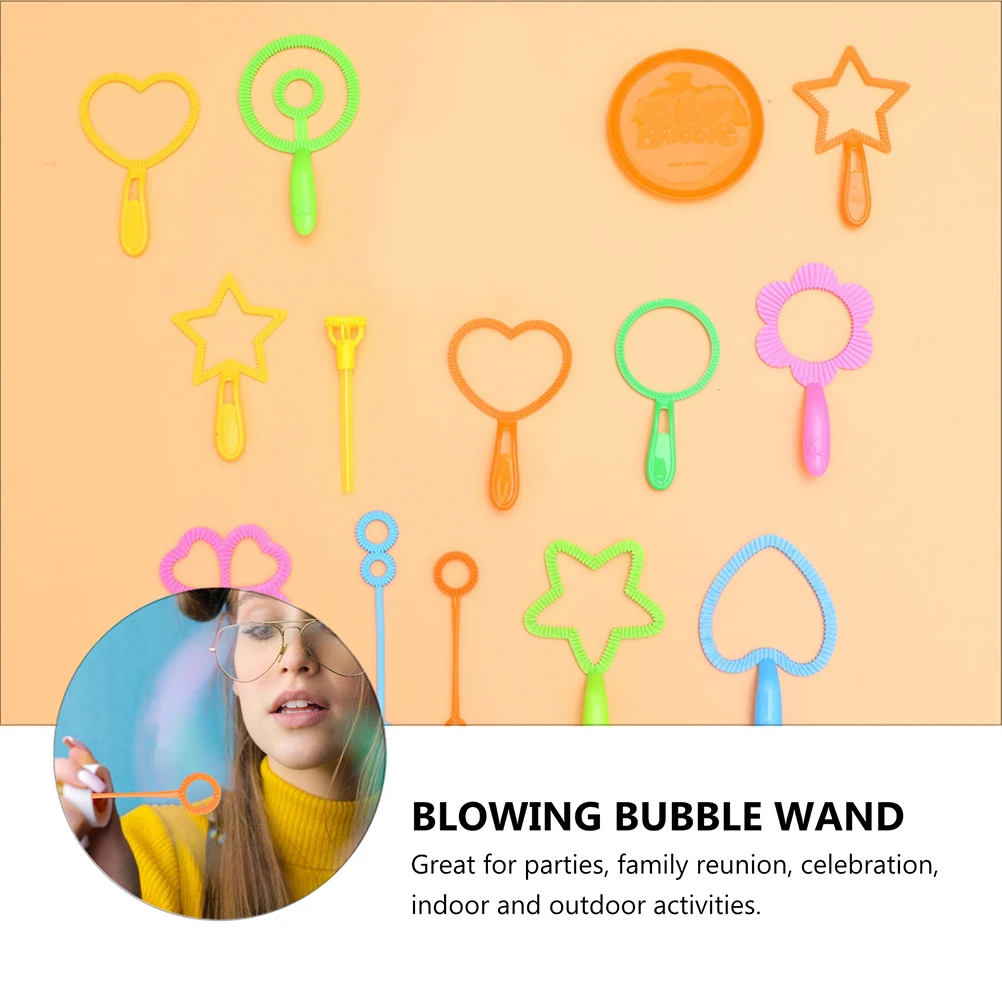 28pcs Bubble Stick Set Blowing Bubble Tools Kids Safe Multi Shape Wands With Tray Handle For Party Celebration Outdoor