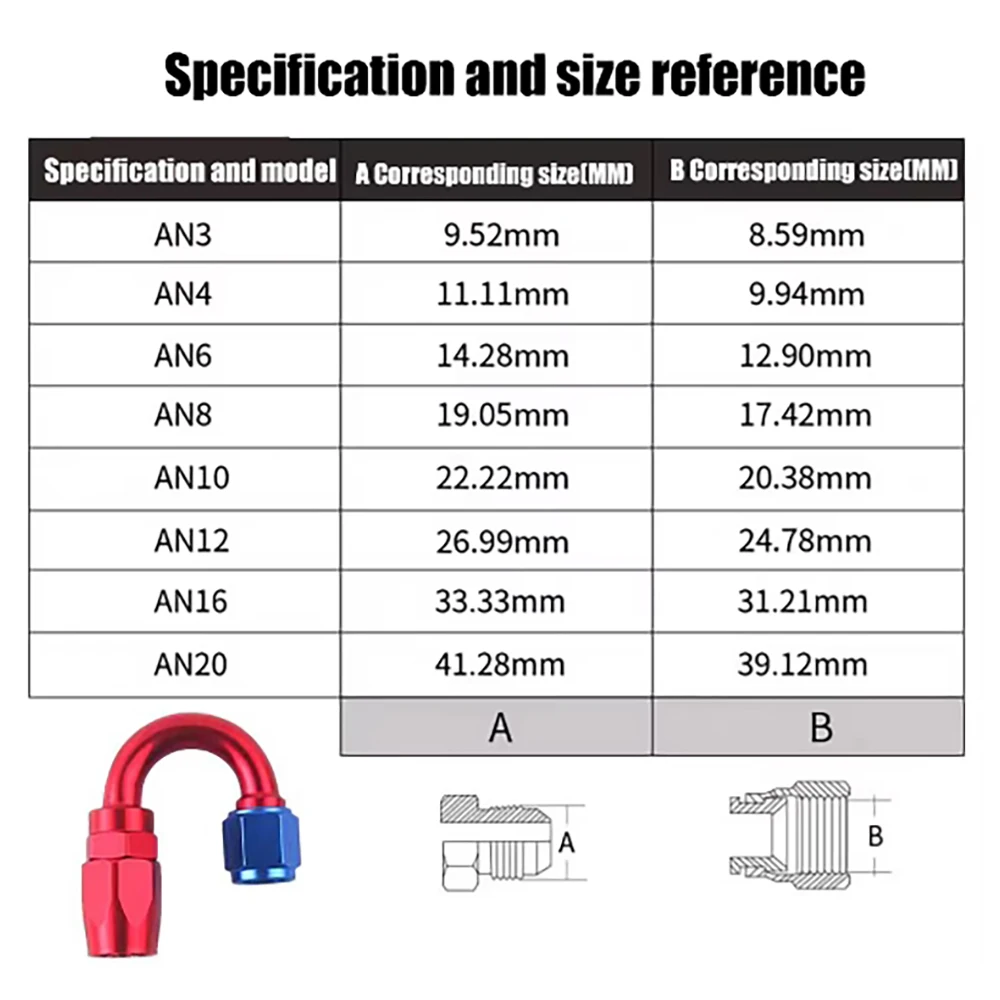 AN4 ~ AN20 تعديل السيارة تزوير زيت المحرك المبرد النفط المبرد أنبوب البنزين سبائك الألومنيوم مانعة للتسرب المشتركة 0 ° ~180 °