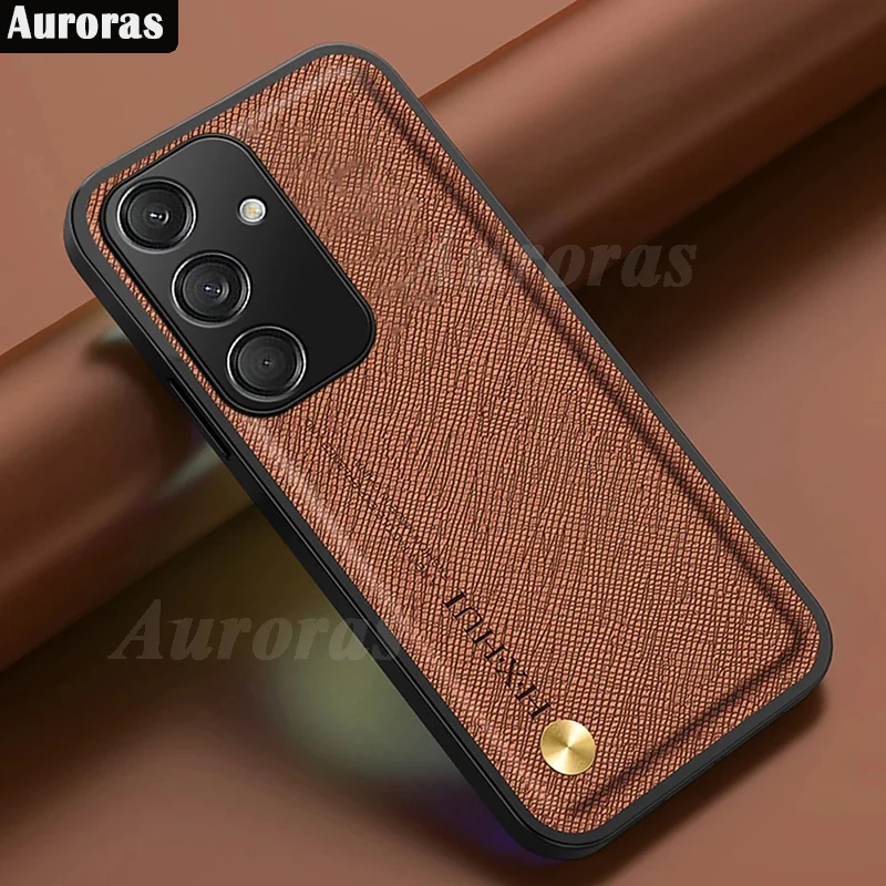 Auroras For Samsung Galaxy M15 Case Solid Color Magnetic Cross-Grain Leather Shell For Samsung Galaxy M15 Cover Fundas