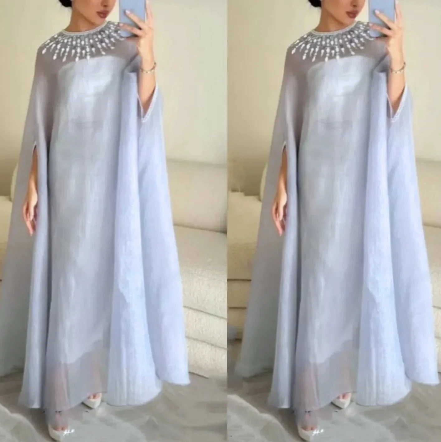 Ciynsia Customized Dubai Evening Gown Long Formal Dress Organza Saudi Arabia Simple Plus Size Prom Dresses for Pregnant Woman