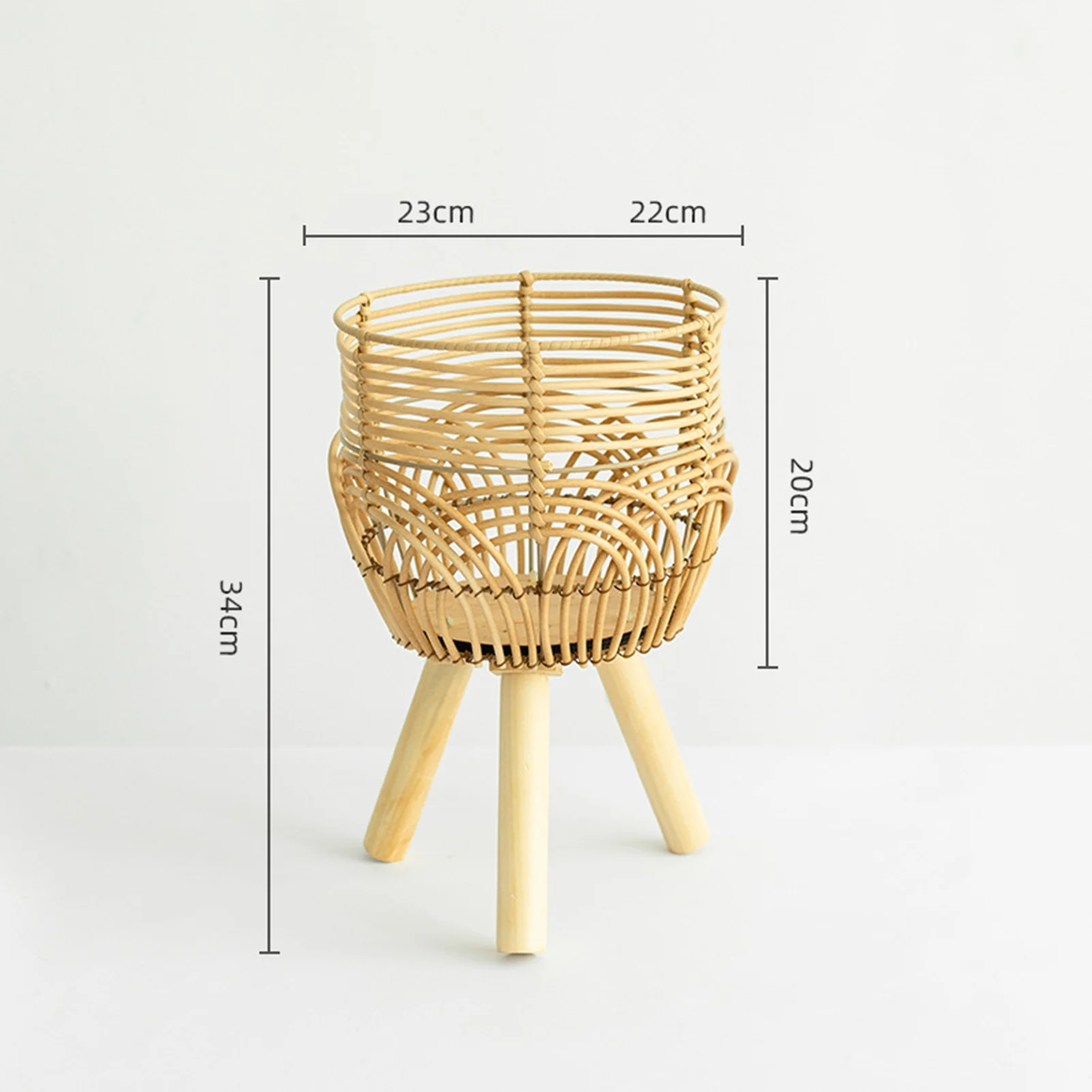 Flower Shelf Imitation Rattan Flower Stand Hollow Out Boho Plant Stand Basket Bamboo Woven Planter Basket with Removable Legs