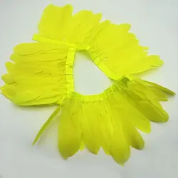 Goose Feather trims Fringe 10Meters Flulrescent Yellow Ribbon Plumes stripe DIY for party clothing accessories craft