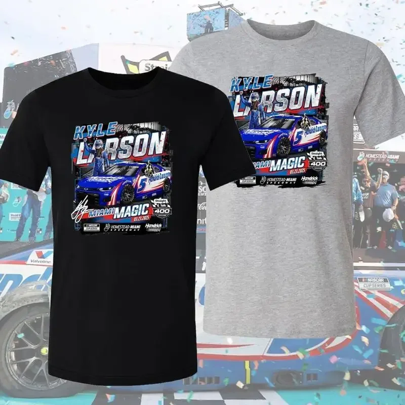 NOUVEAU T-shirt Kyle Larson 2025 Straight Talk Wireless 400 Race Winner