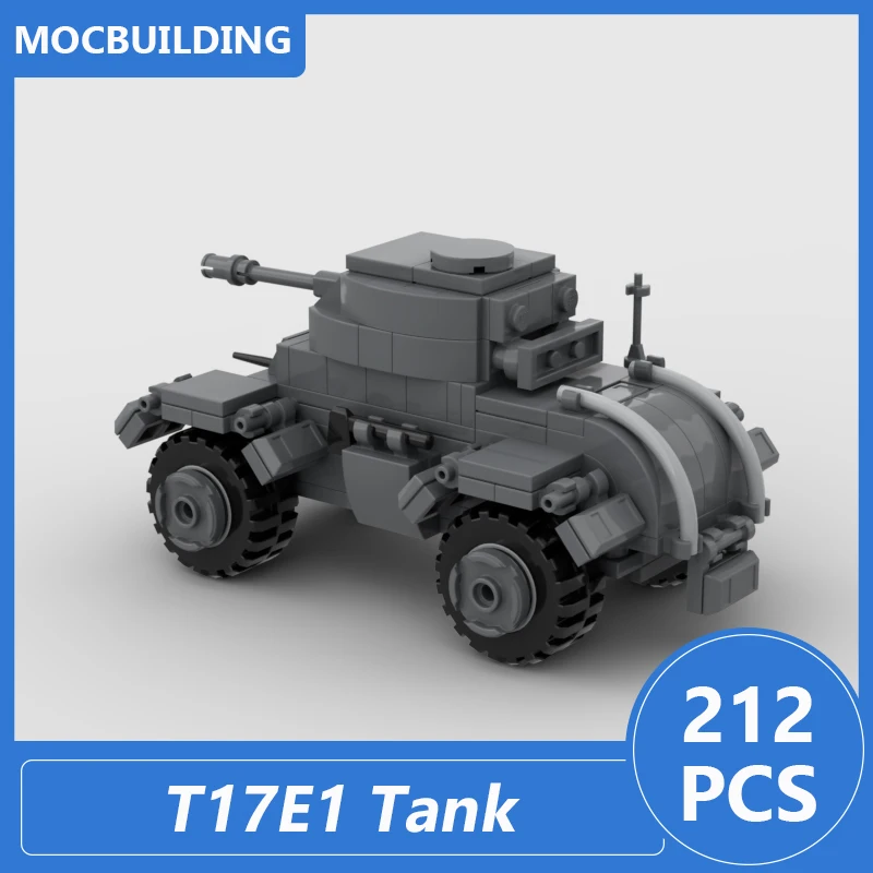 

T17E1 Модель танка Moc Строительные блоки Военная машина Diy Сборка кирпичей Обучающий творческий дисплей Рождественские игрушки Подарки 212 шт.