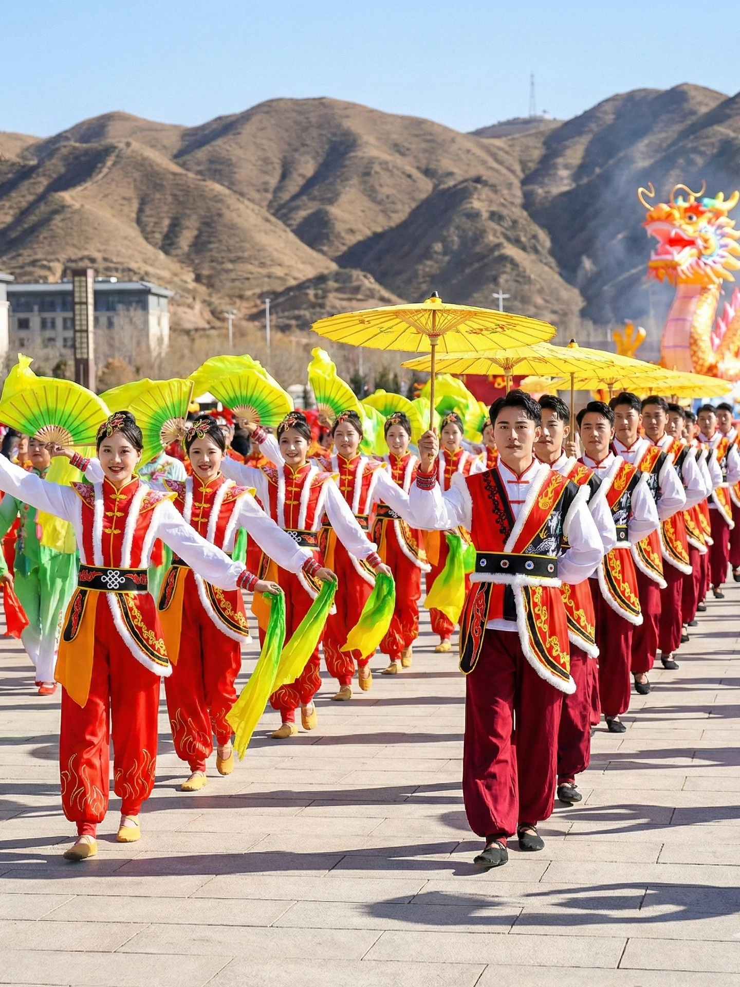 

2026 New Adult Men Women Yangge Performance Costume Dragon Lion Drum Waist Drum Dance Wind Drumming Stage Ethnic Women's Clot...