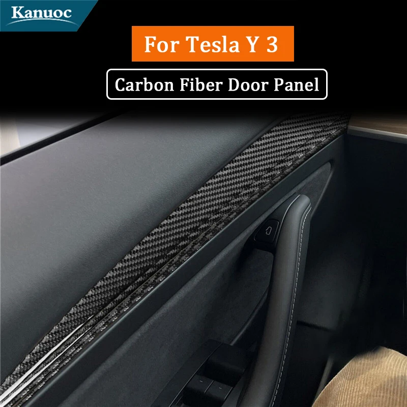 

For Tesla Model Y 2020 Tesla Model 3 2017-2022 Car 3D Stickers Carbon Fiber Door Panel Interior Trim Set Styling Accessories