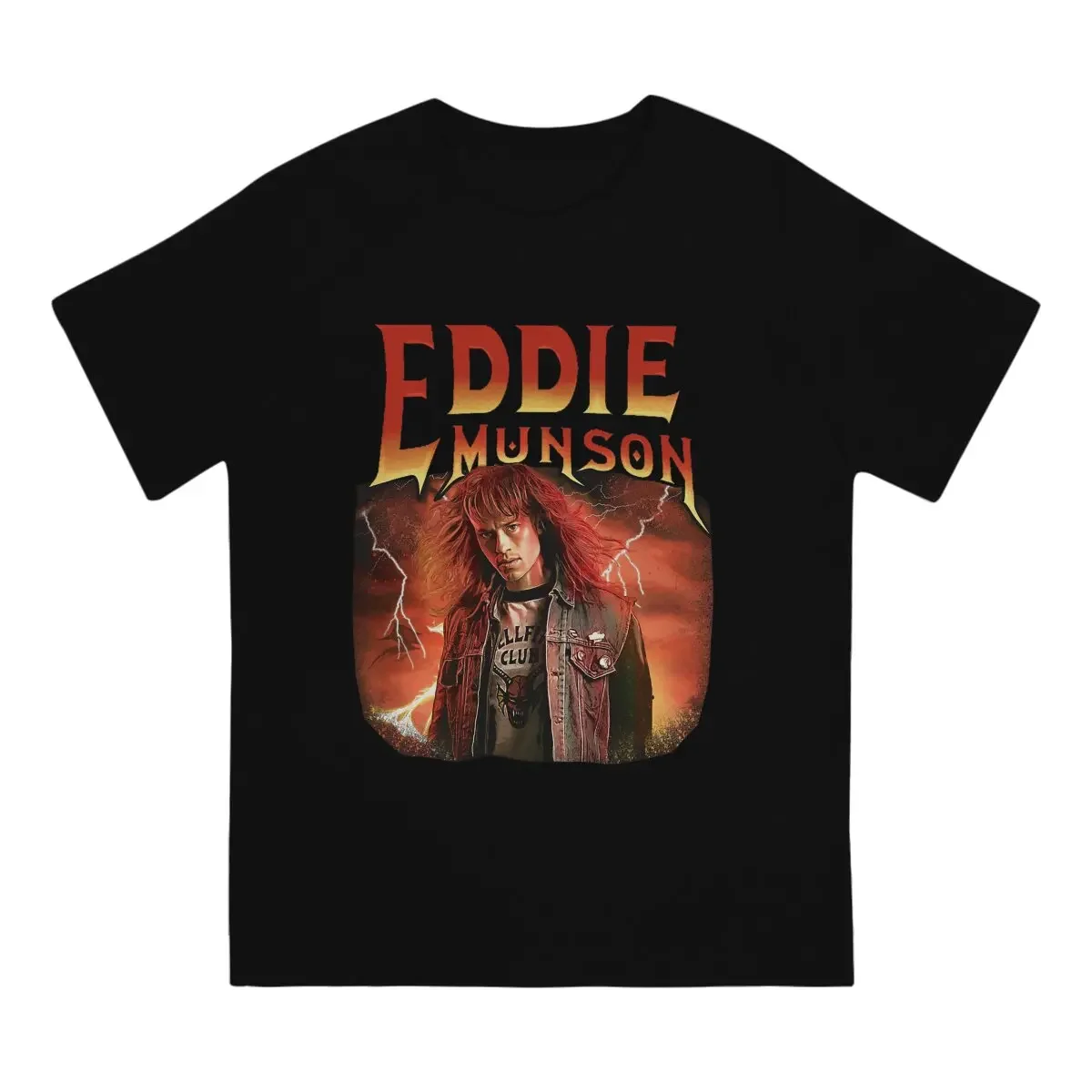 Eddie Munson Portrait T-Shirts Men Eddie Munson Funny Pure Cotton Tees O Neck Short Sleeve T Shirts Classic Tops