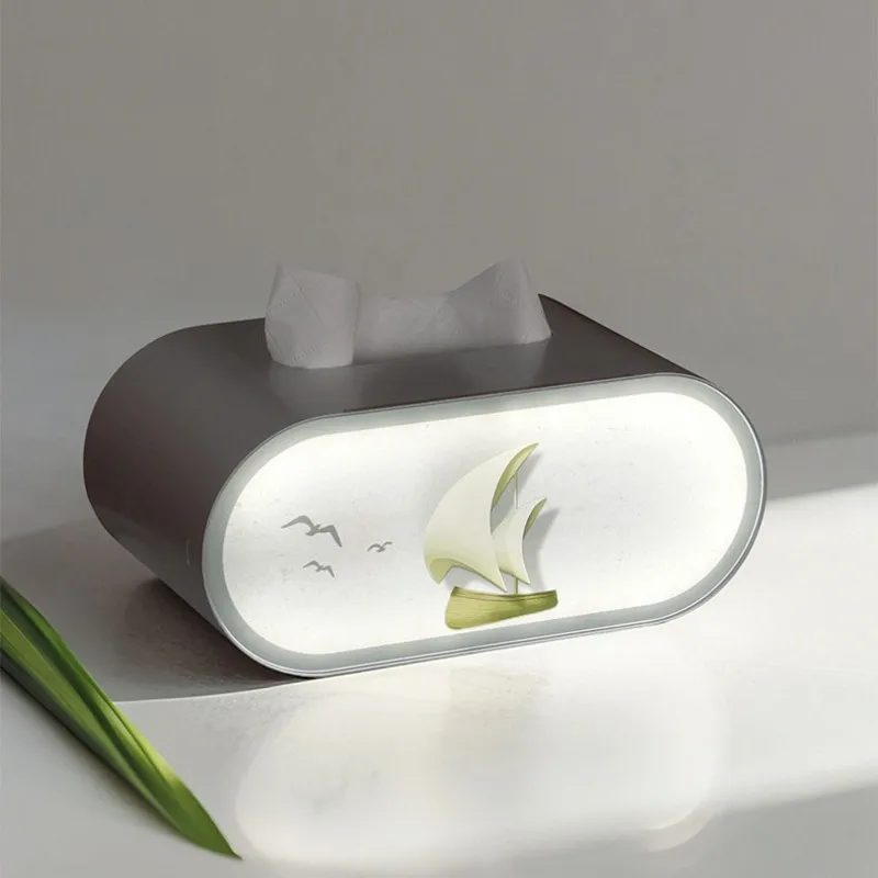 ABMK Light Painting Ornament Tissue Box Multi-Function, Light And Shadow Art Night Light Piece - Wielofunkcyjny pojemnik na chusteczki z efektem malowania światłem, sztuka światła i cienia, lampka nocna