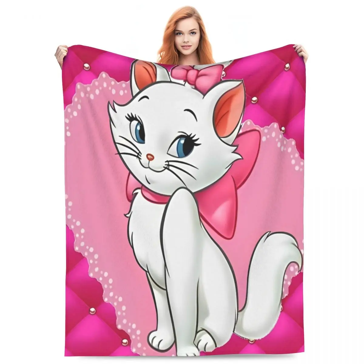 Marie Cat Cartoon Blankets Quality Warm Soft Throw Blanket Winter Travel Home Decor Street Trend Bedspread