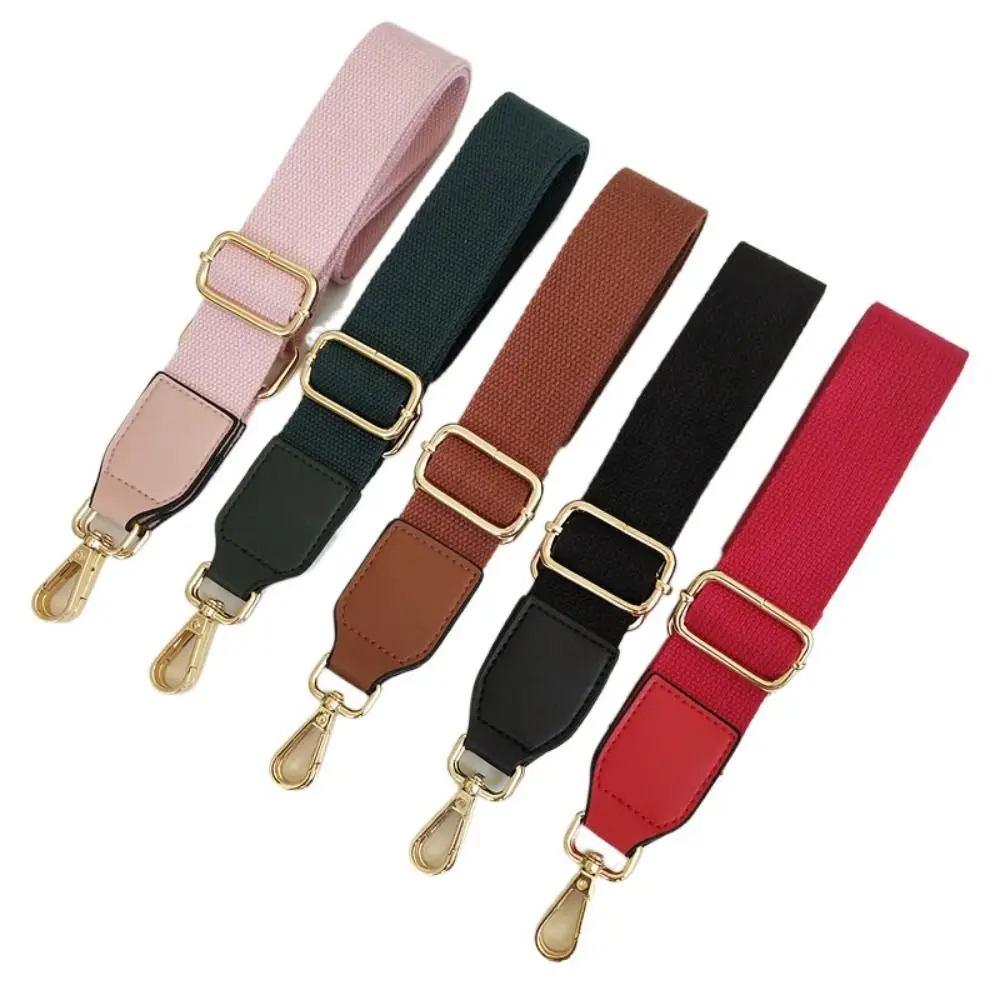 

Luxury Pure Color Cotton Webbing With Pu Leather Long Shoulder Strap Adjustable Shoulder Messenger Bag Accessory Bag Chain