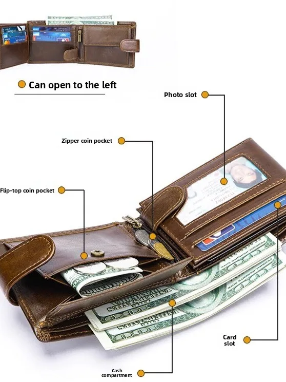 

Genuine Leather Wallet Men's Cact Cowhide Driver's License Multi-functional High-end Leather Clip Money Clip Card Holder