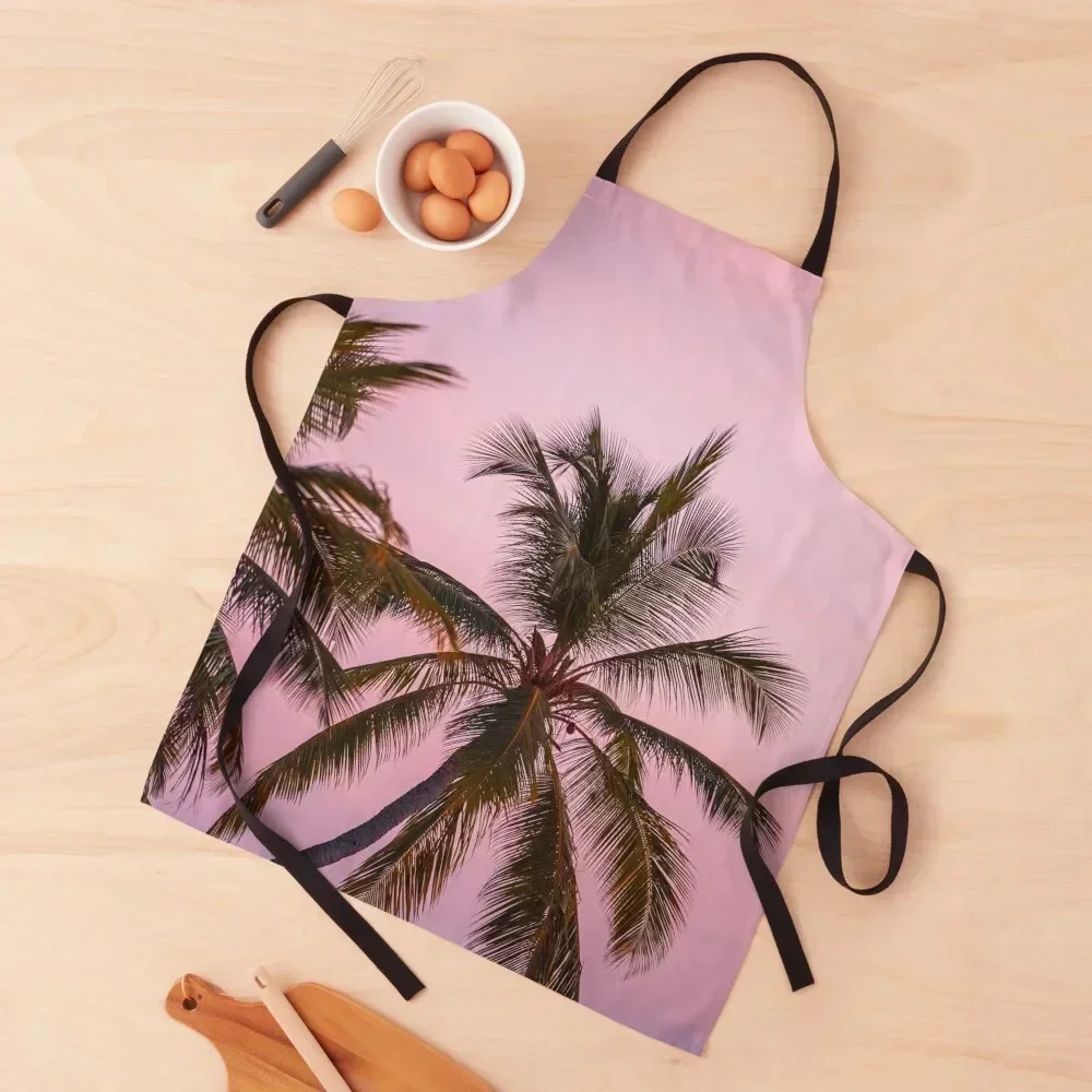 

Pink Sunset Palm Trees Apron Women's Dresses Woman Kitchens Kitchen Things And For Home Professional Barber Apron