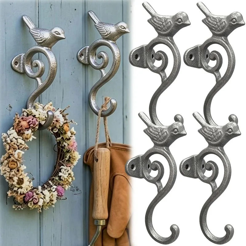 Gusseisen-Vogel-Wandhaken Vintage Antiker Handtuchhalter Dekorativer Aufhänger für Eingangsbereich Garten Balkon Hof zum Aufhängen von Taschen und Kränzen