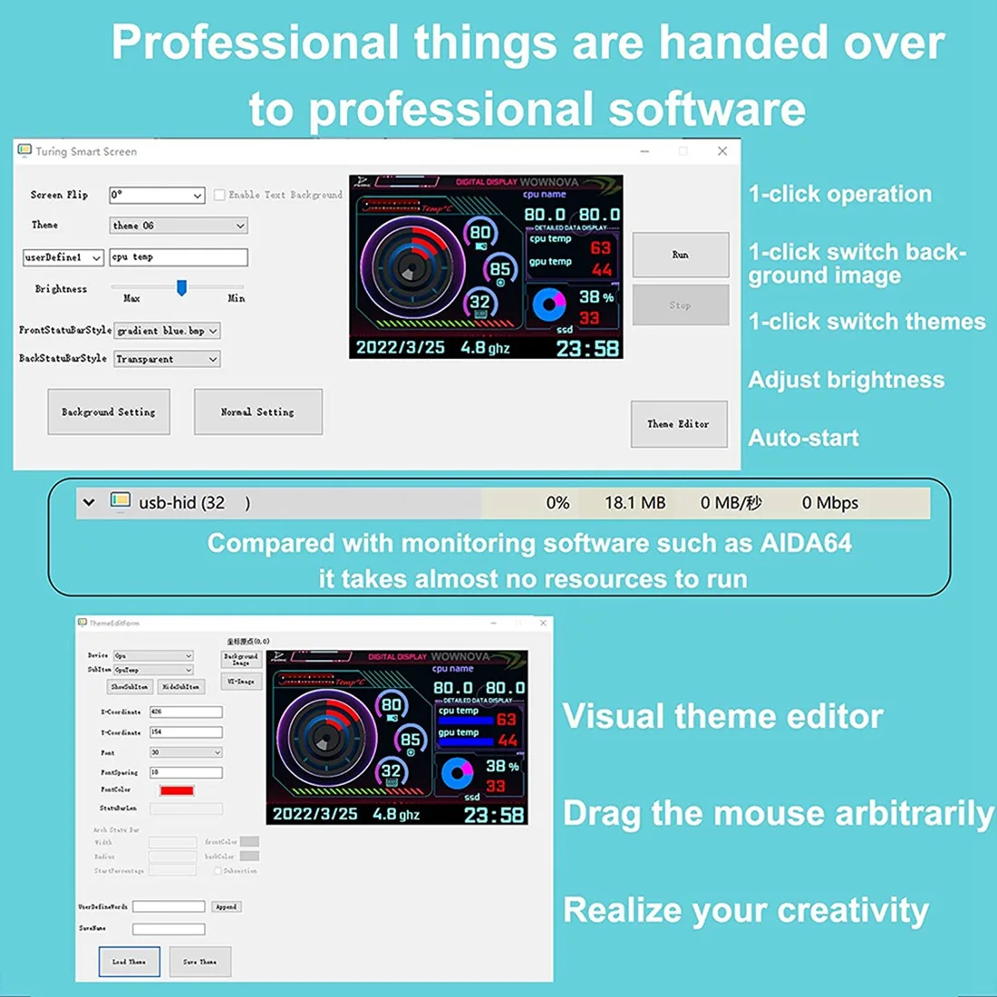 IPS Tipo-C Mini ITX PC Case Monitor, Tela Secundária, Computador DIY, CPU, GPU, RAM, Monitoramento HDD, Unidade Livre, AIDA64,A, 3,5"