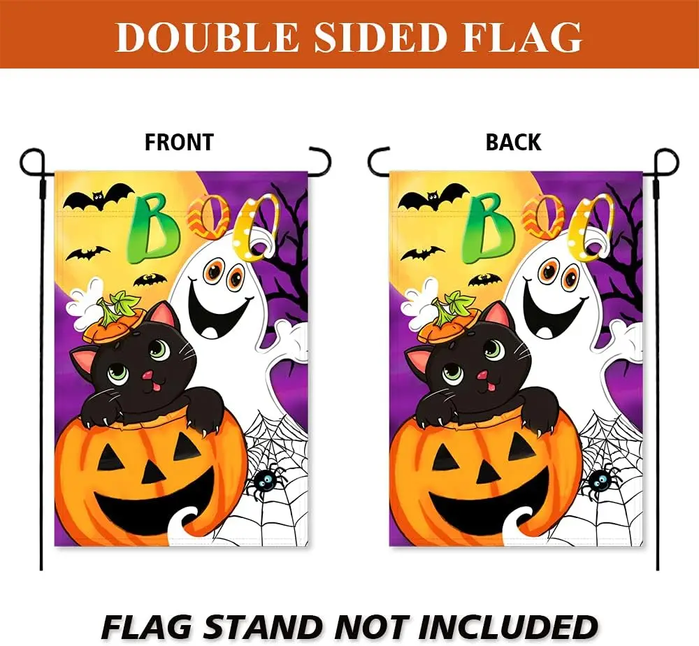 Halloween Boo Garden Flag Vertical Double Sided Home Decoration, Jack OLantern Pumpkin Colorful Cute Holiday Yard Outdoor