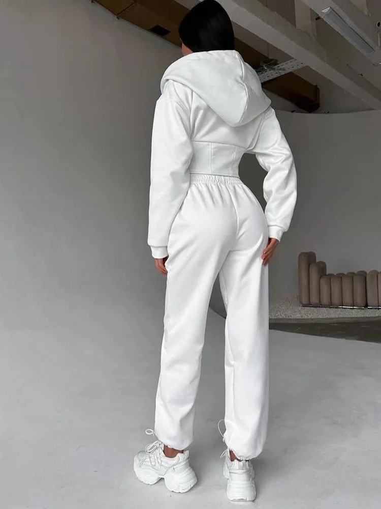 Komplety dresowe damskie z bluzą i spodniami, zestawy sportowe, spodnie typu jogger, bluzy Y2k, jesienne spodnie streetwear z elastyczną talią, pasujące zestawy.