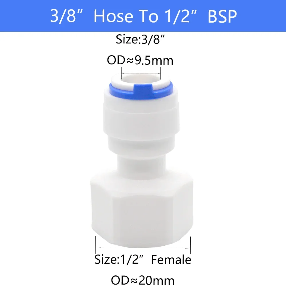 Adaptador de rosca hembra para acuario RO, tubo de combinación recta, conector rápido 1/8, 1/4, 3/8, 1/2, 3/4BSP