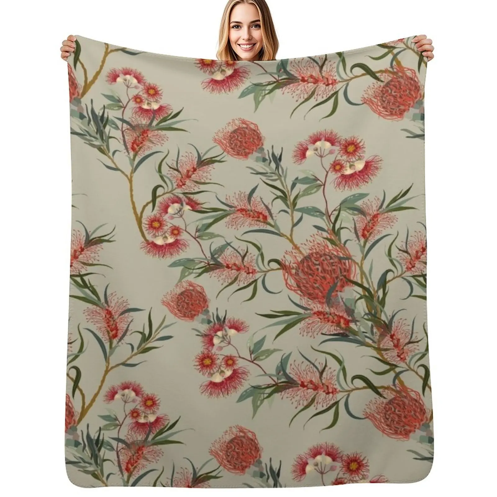 Australian flower seamless vector pattern Throw Blanket for winter Stuffeds valentine gift ideas Cute Heavy Decoratives Blankets