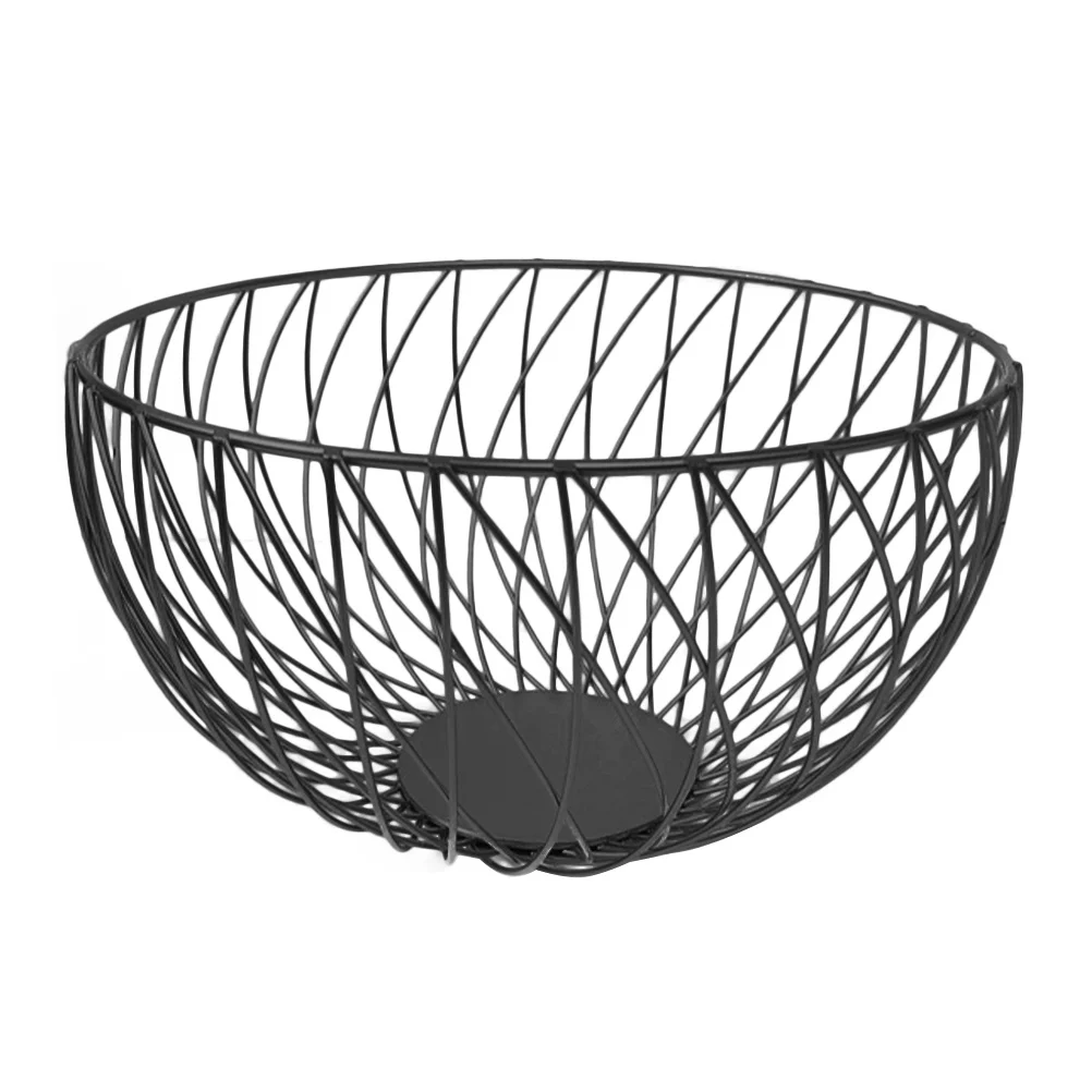 

Round Iron Wire Fruit Basket Modern Design Bowl for Kitchen Counter Fruit Holder Storage Snacks Vegetables Breads