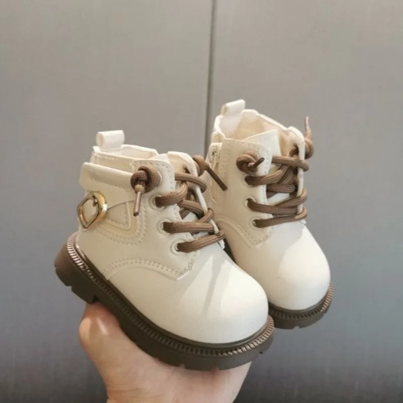 

Kids Boots Warm Plush Lined Synthetic Leather Ankle Boots for Toddlers Infant Walking Shoes 0-3 Years Cute Baby Snow Boots