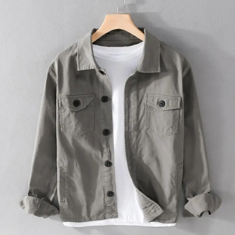 

Japanese Work Pocket Casual Jacket for Men in Autumn and Winter Tops for Youth Lapel Loose Jacket