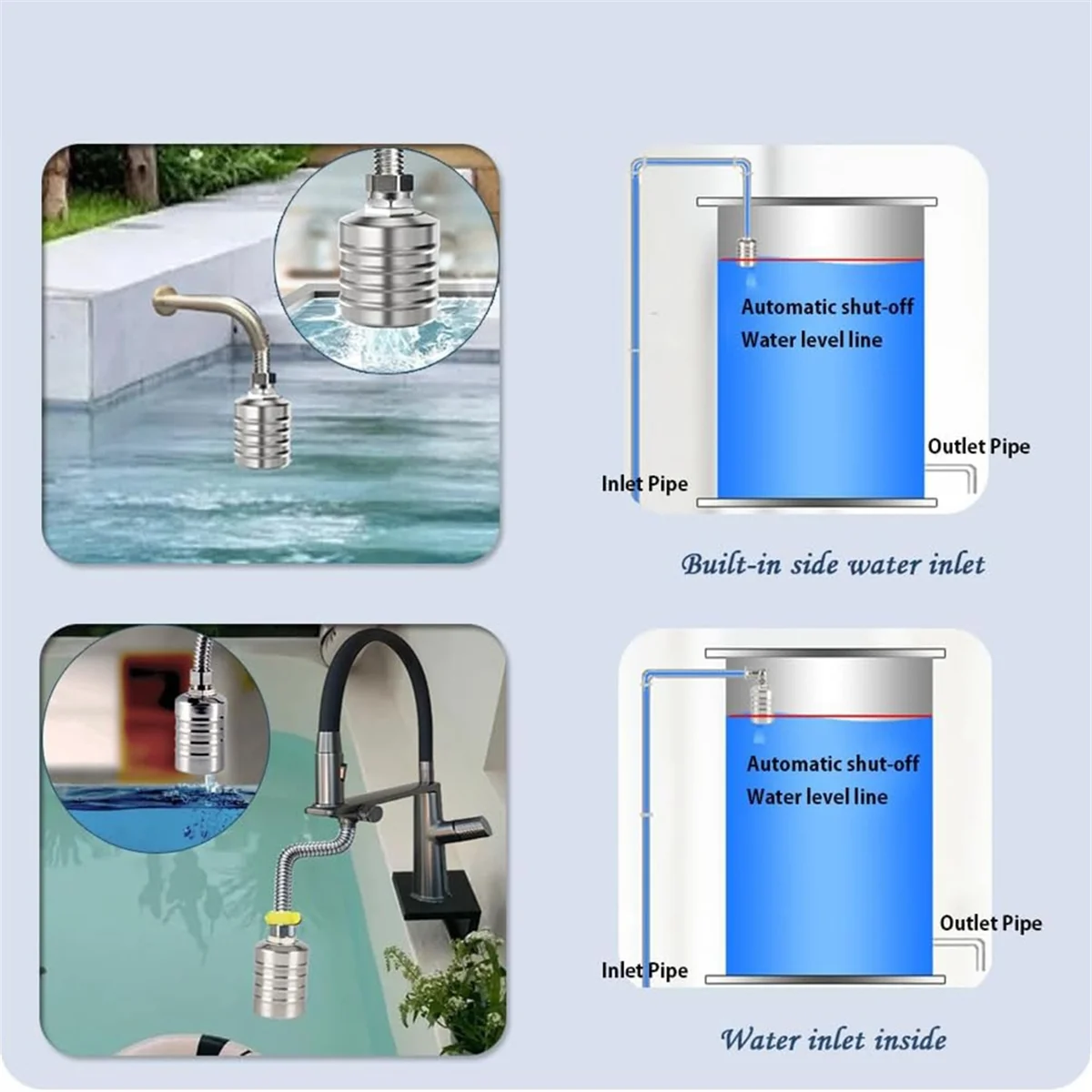 Float Valve,1/2 Inch to 3/4 Inch Water Float Valve,304 Stainless Steel Fully Automatic Water Level Control Float Valve