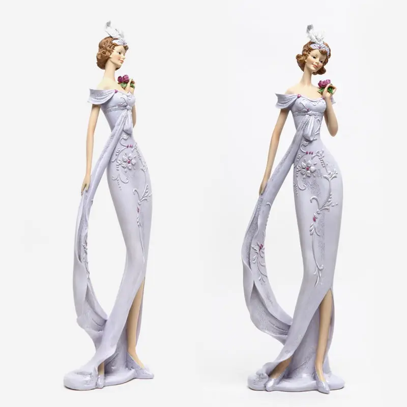 

Nordic Luxury Lady Character Resin Ornaments Home Livingroom Porch Sculpture Crafts Store Office Desktop Figurines Decoration