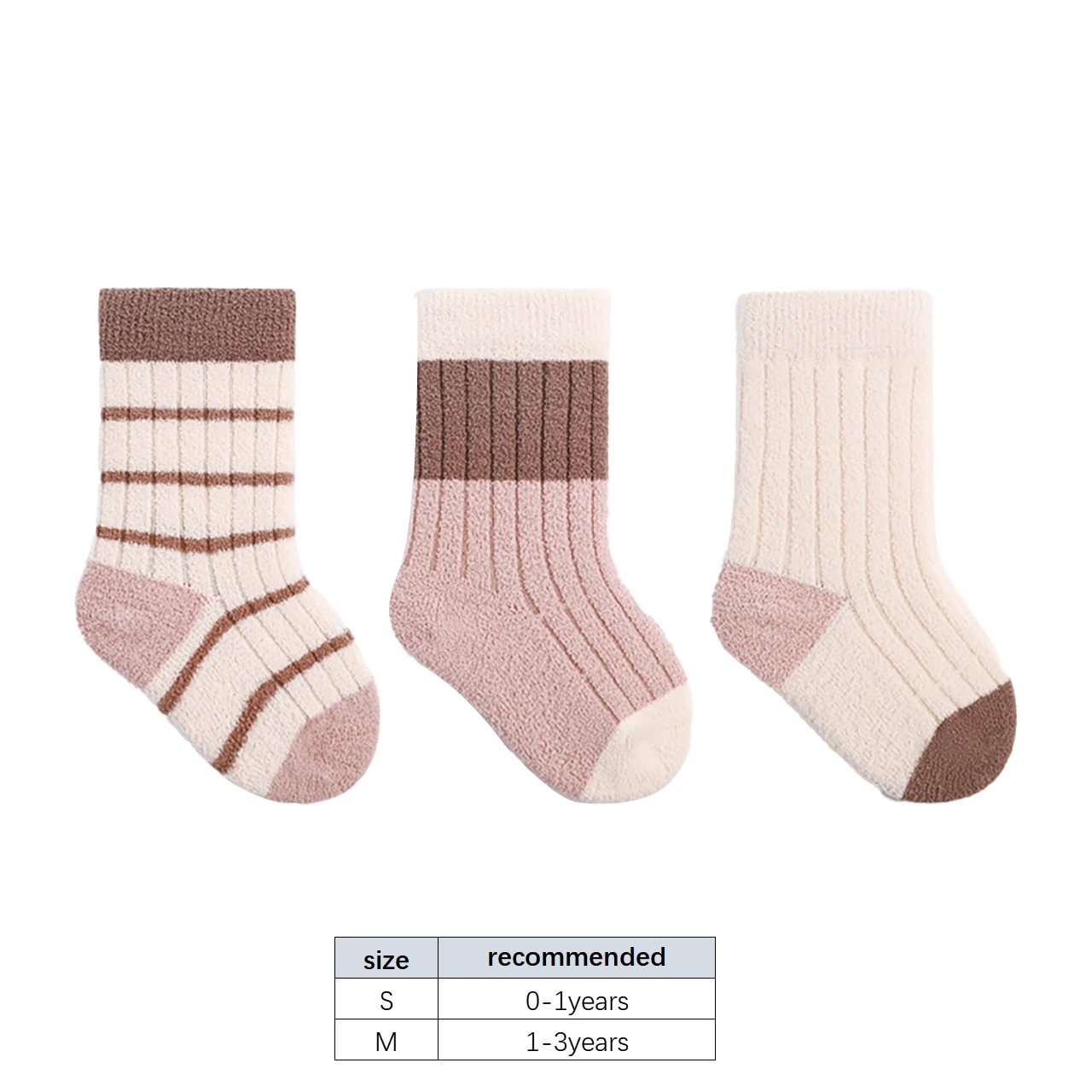 3 paar Baby Plüsch Socken Dicke Warme Kinder Mitte Rohr Socke 0-3Year Junge Mädchen Winter Thermische Schuhe Mode Streifen kleinkind Baumwolle Socke – Detail 1