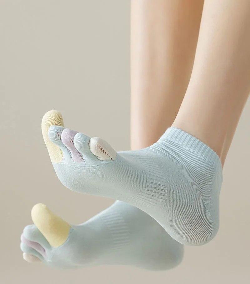 Colorful Five Finger Ankle Socks Split Toe Short Socks Breathable Sweat-absorbing Candy Color Socks Pure Cotton Split Toe Socks