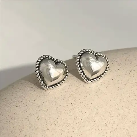 여성을위한 925 스털링 실버 빈티지 하트 귀걸이 유행 귀걸이 쥬얼리 알레르기 방지 파티 액세서리 선물