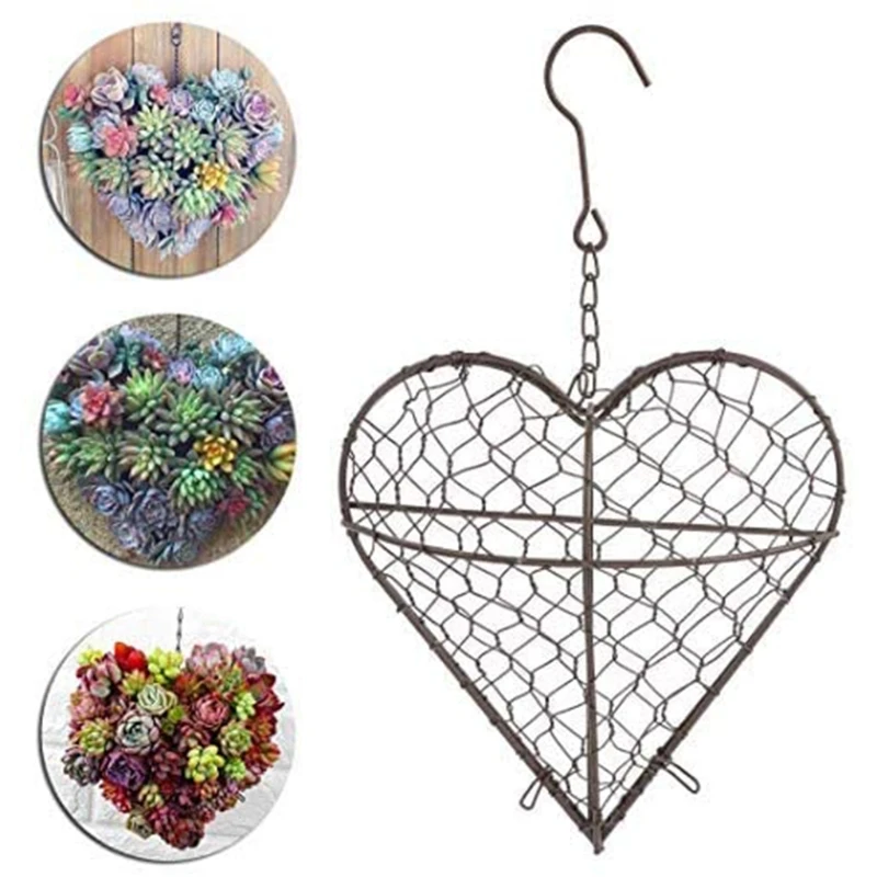 Heart Hanging Planter Metal Artificial Plant Flower Pots Storage Basket Drop shipping