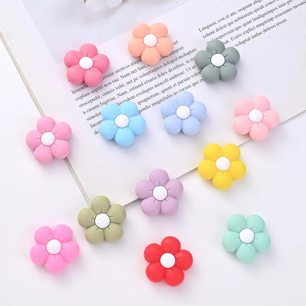 10Pcs Flower Shape Silicone Beads Focal Spacer Beads For Jewelry Making KeyChain Necklace Bracelet DIY Handmade Accessories