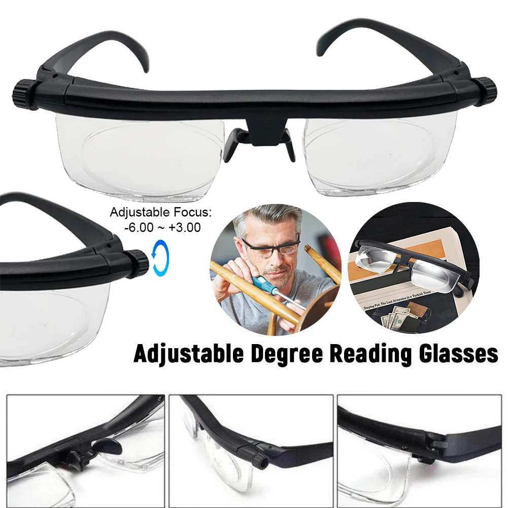 Vision Zoom Reading Glasses -6D To +3D Adjustable Degree Reading Glasses Focal Length Correction Distance Focus Reading Glasses