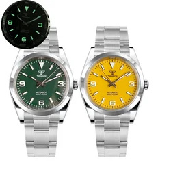 Polished Bezel Tandorio 36mm/39mm Automatic Men Reloj Wristwatch NH35 Movement Sapphire Glass Yellow/Green Dial Green Lume