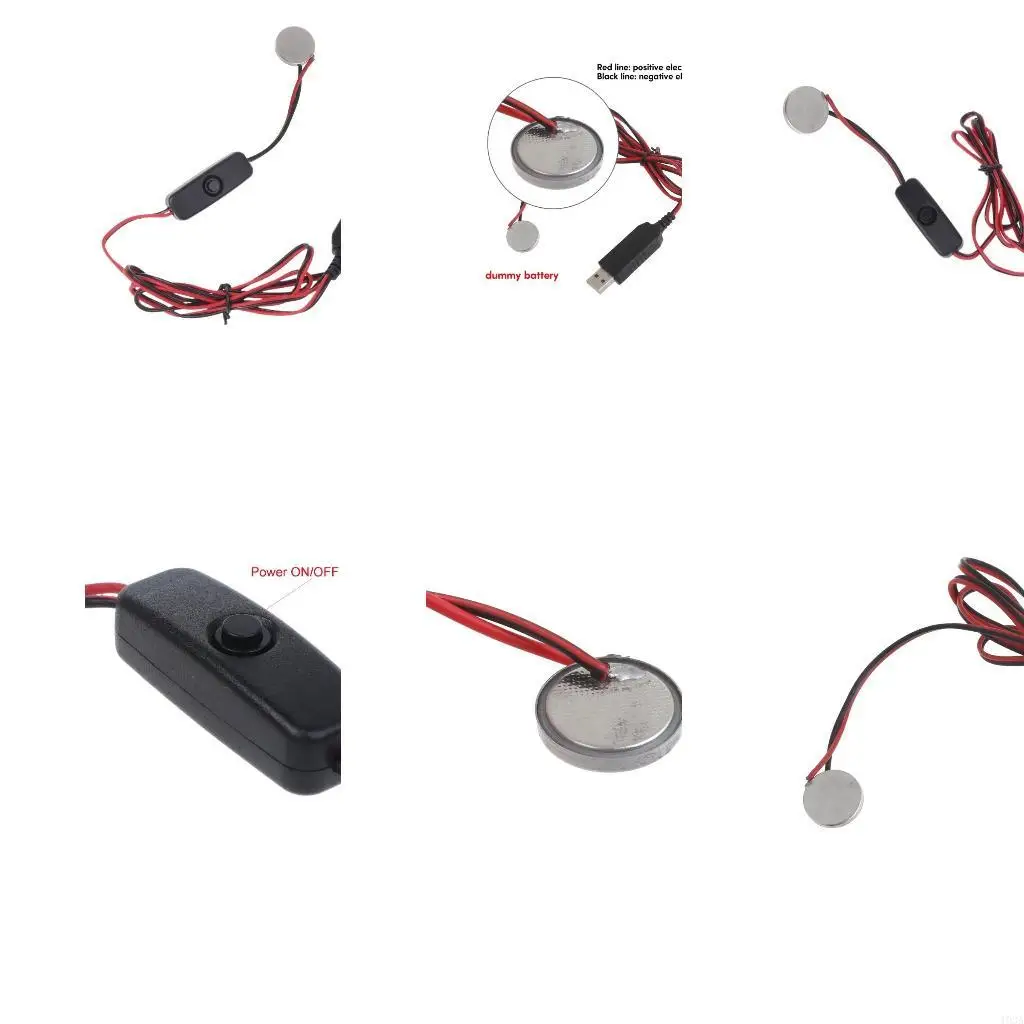 193A USB to 3V CR2032 Dummy Battery Charging Cable with Switches Repalce CR2032 3V Battery for CR2032 Powered Devices