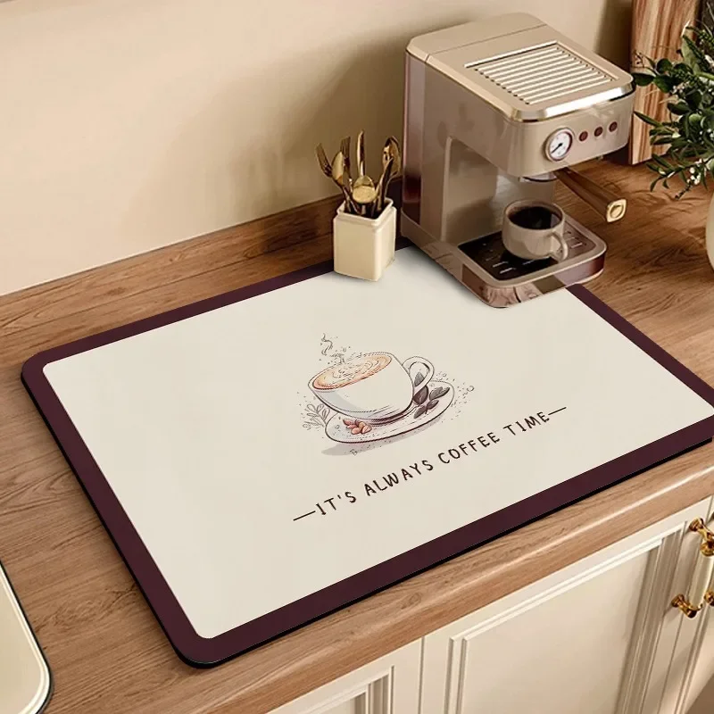 American Coffee Machine Drain Mat, Quick Drying Mat with Water Absorption, Household Kitchen Mat, Insulated Placemat